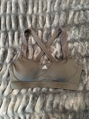 Adidas Medium Support Sports Bra Black Strappy Back Padded Cups Athletic M